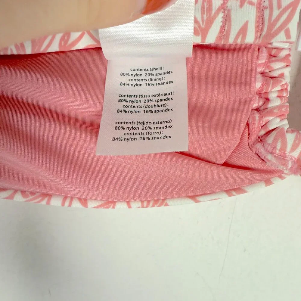 NWOT Onia Genevieve Bikini Top Rosette White Micro Leaves Pink Size Small S NEW - Picture 11 of 11